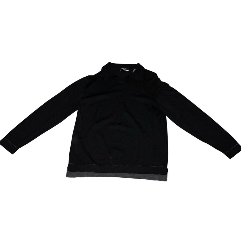 Brandini Of Italy Woolmark Merino Wool Black Men’s Sweater With Collar size XL